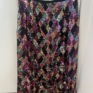 RIXO Multicolor Sequin Pencil Skirt